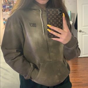 army green acid wash OBEY hoodie